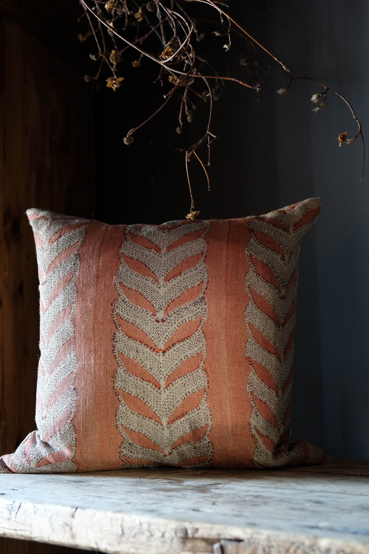 Salmon Block Print Pillow
