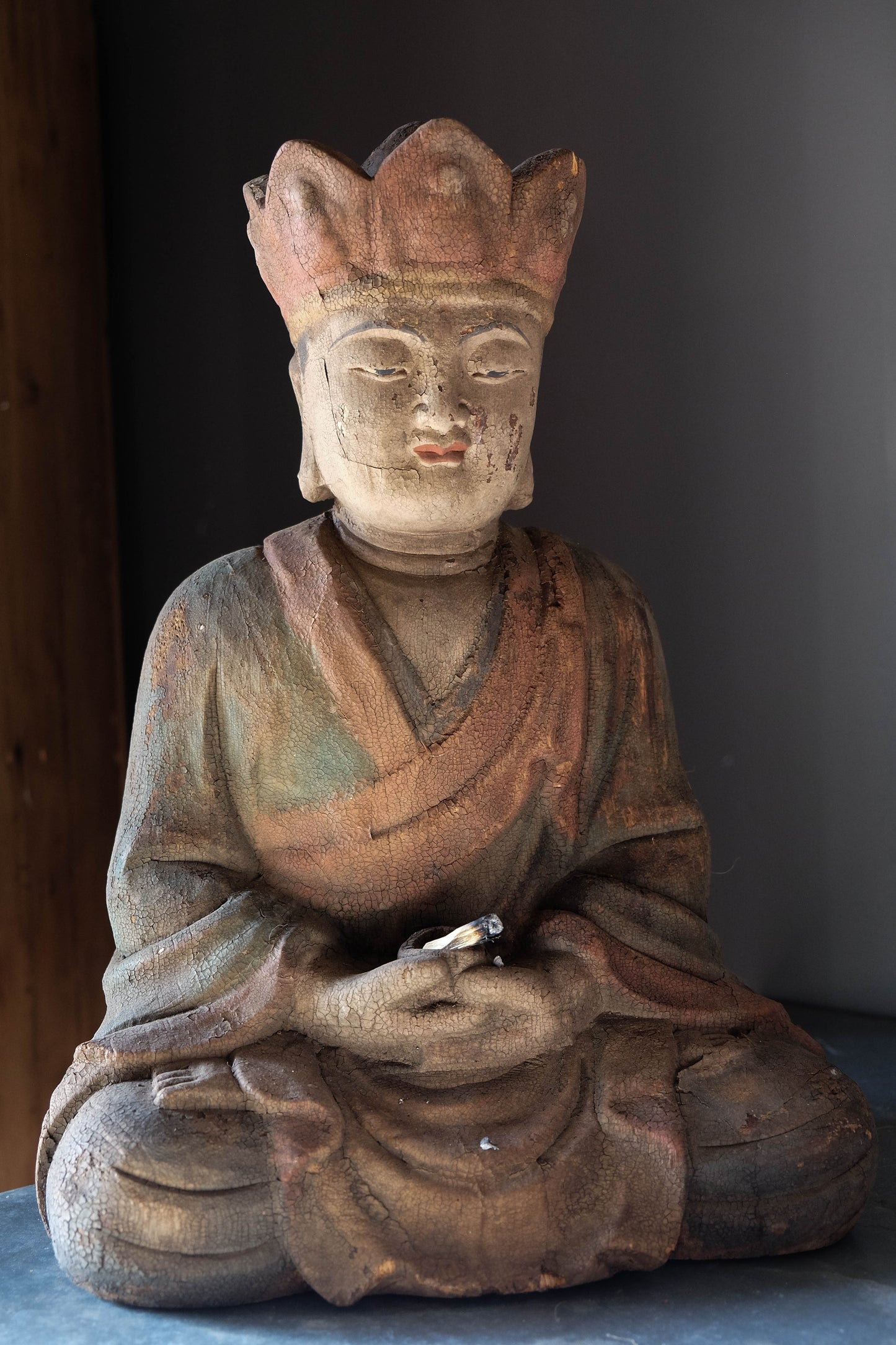 Carved Wooden Goddess of Mercy Statue