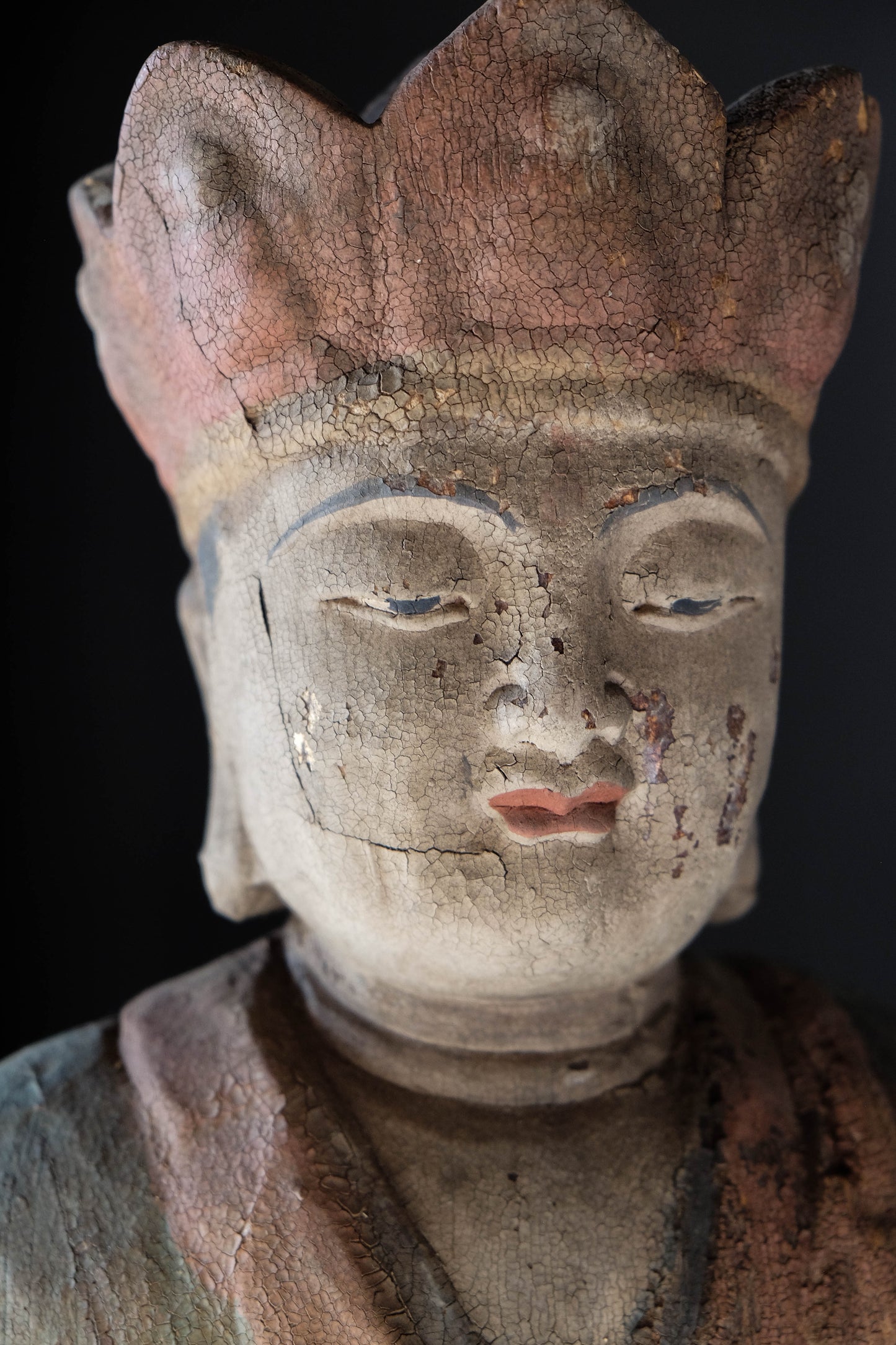 Carved Wooden Goddess of Mercy Statue