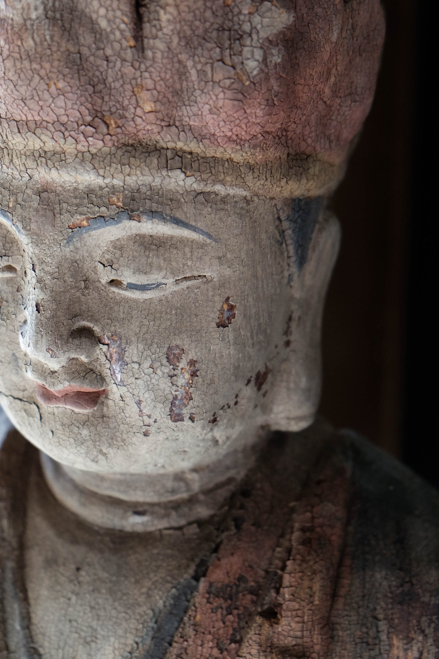 Carved Wooden Goddess of Mercy Statue