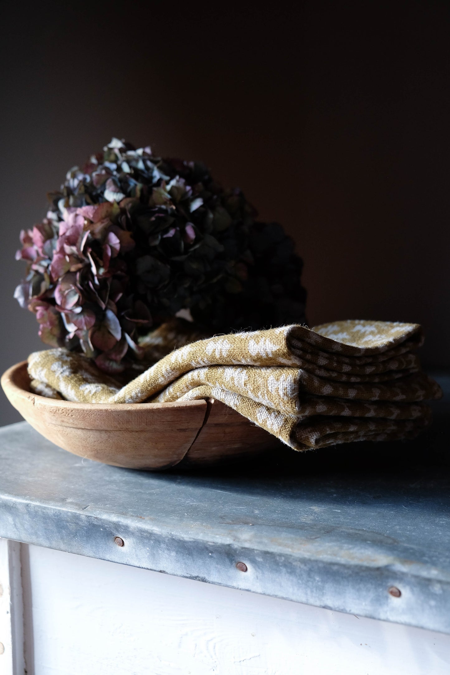 Linen Block Print Tea Towel