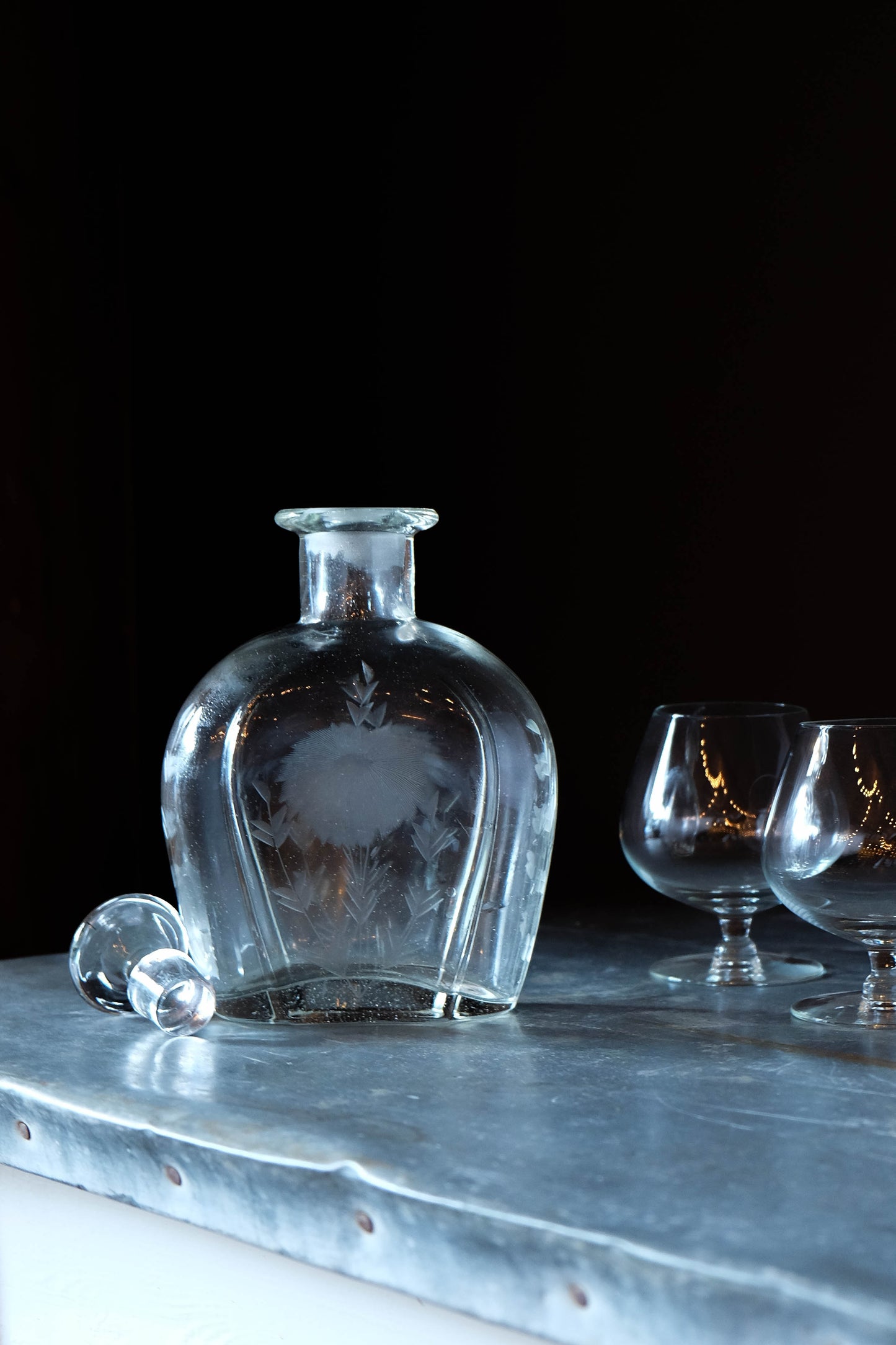 Vintage Etched Glass Decanter