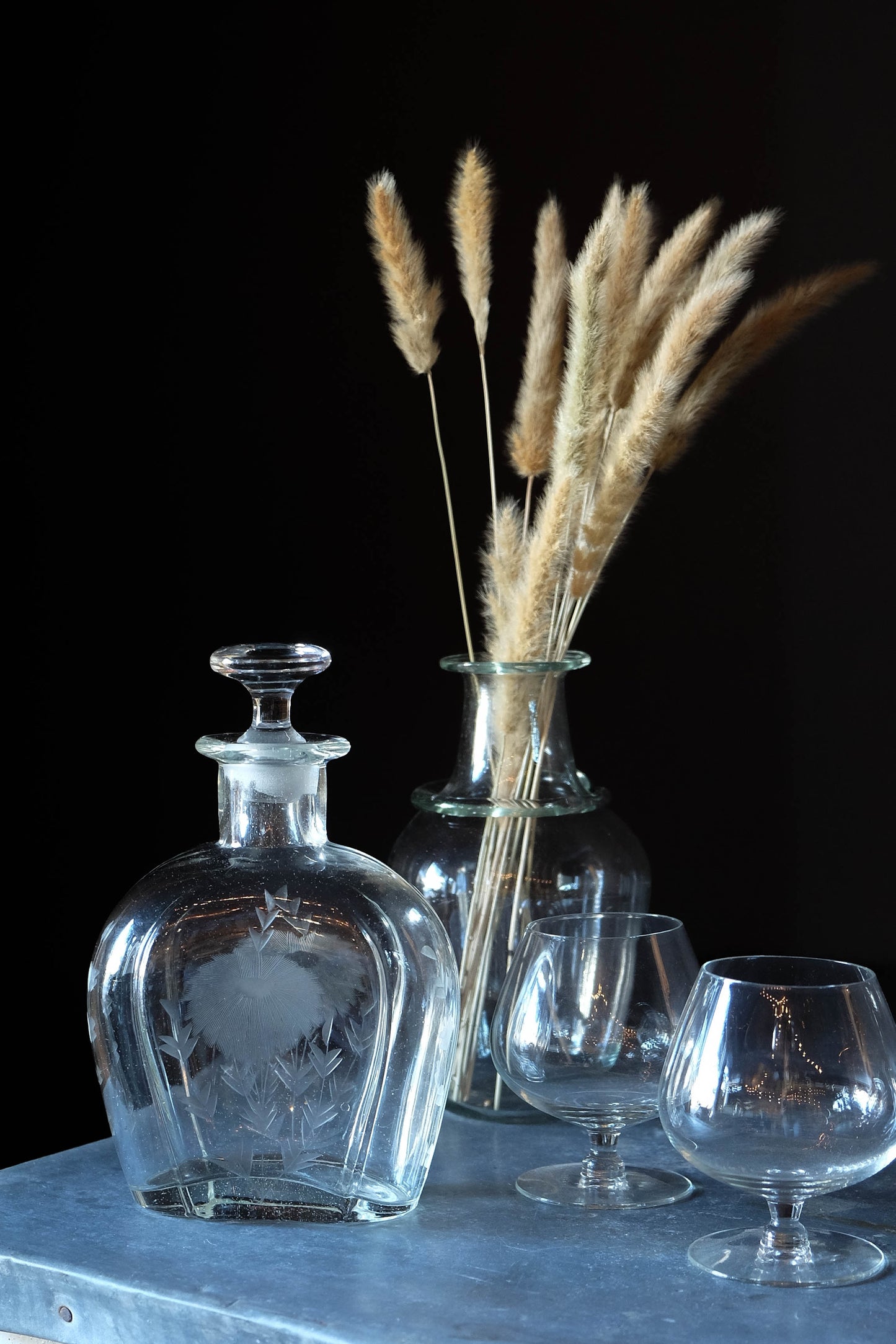 Vintage Etched Glass Decanter