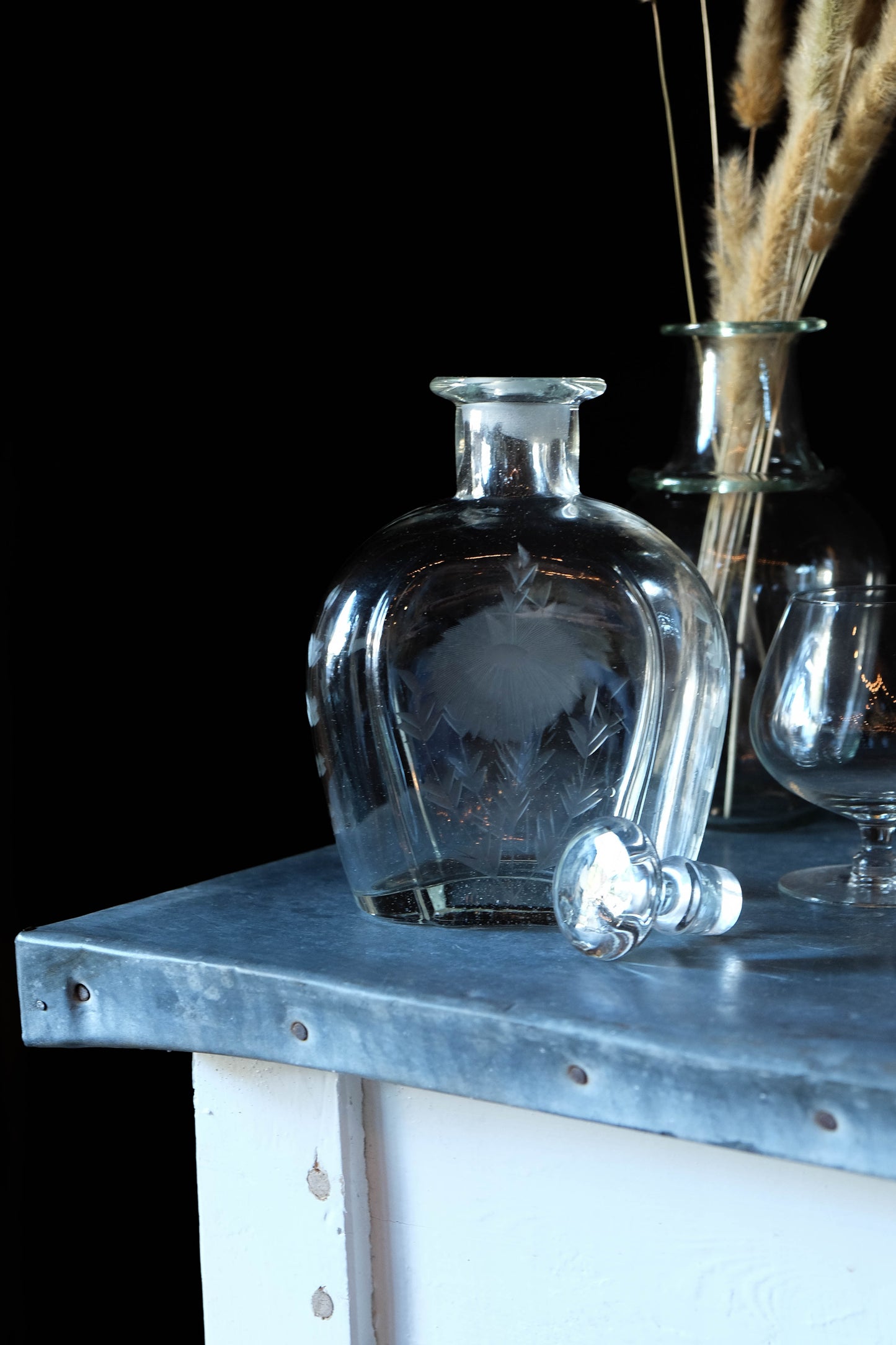 Vintage Etched Glass Decanter