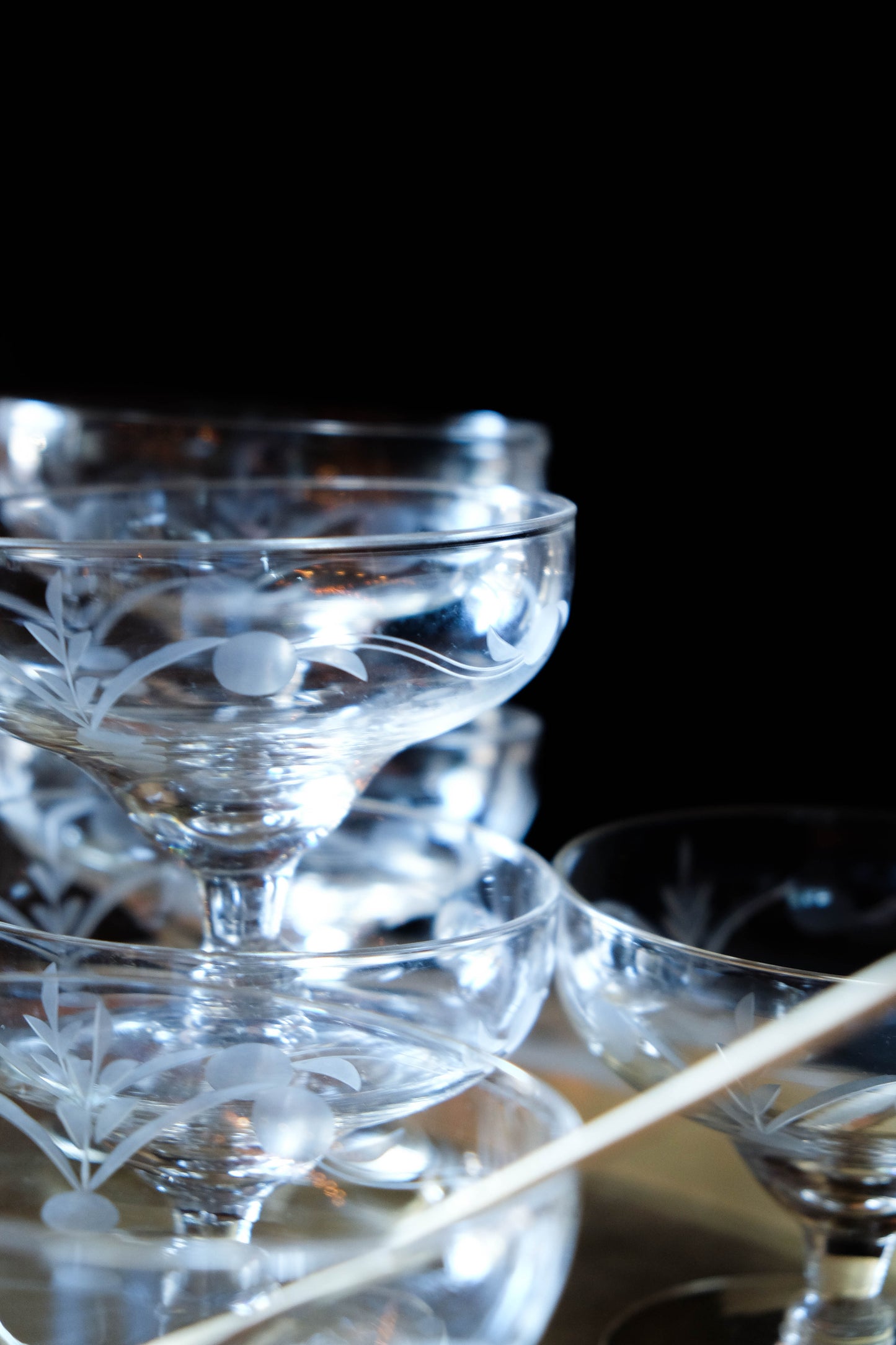 Vintage Etched Compote Glasses