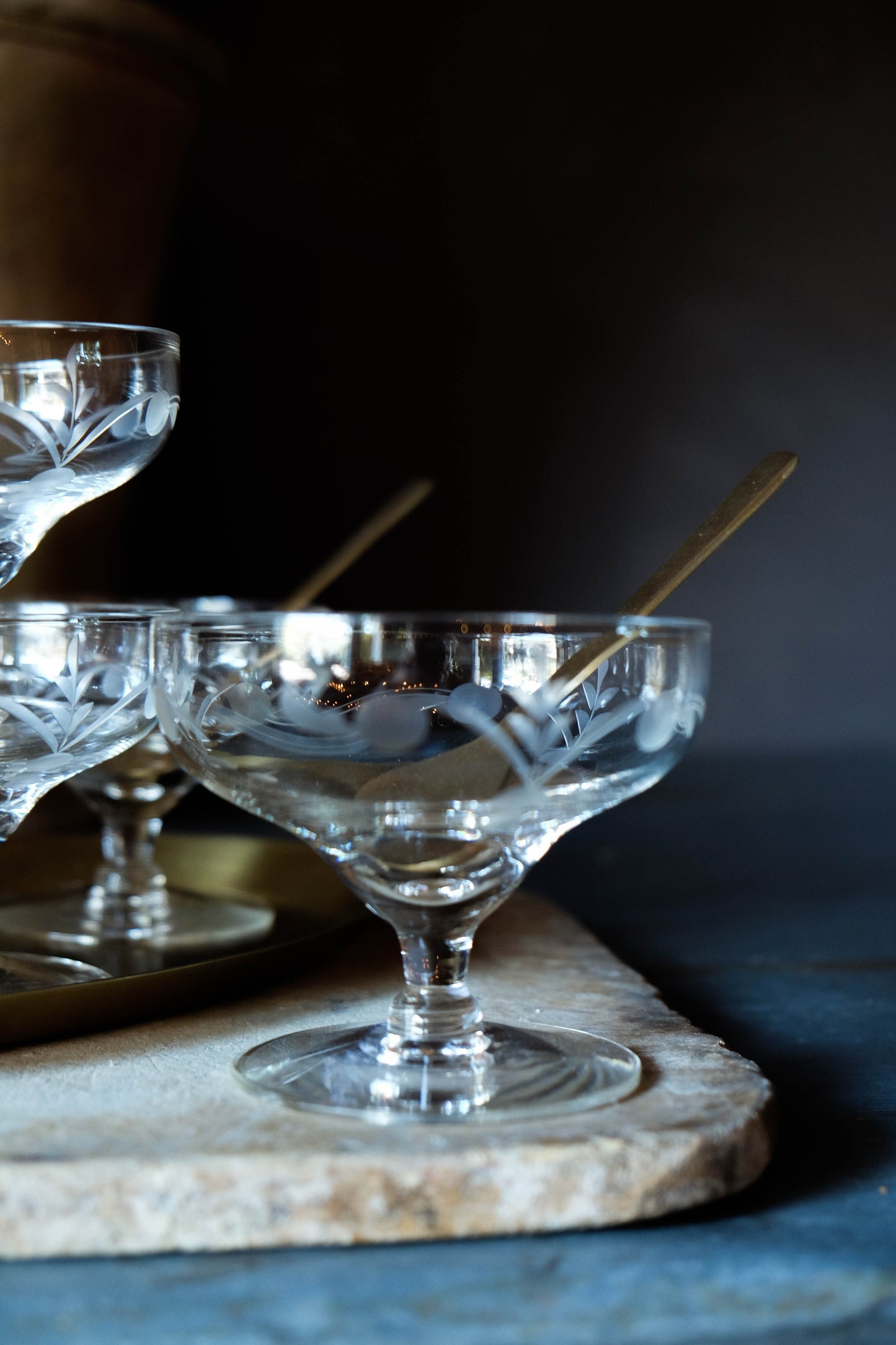 Vintage Etched Compote Glasses