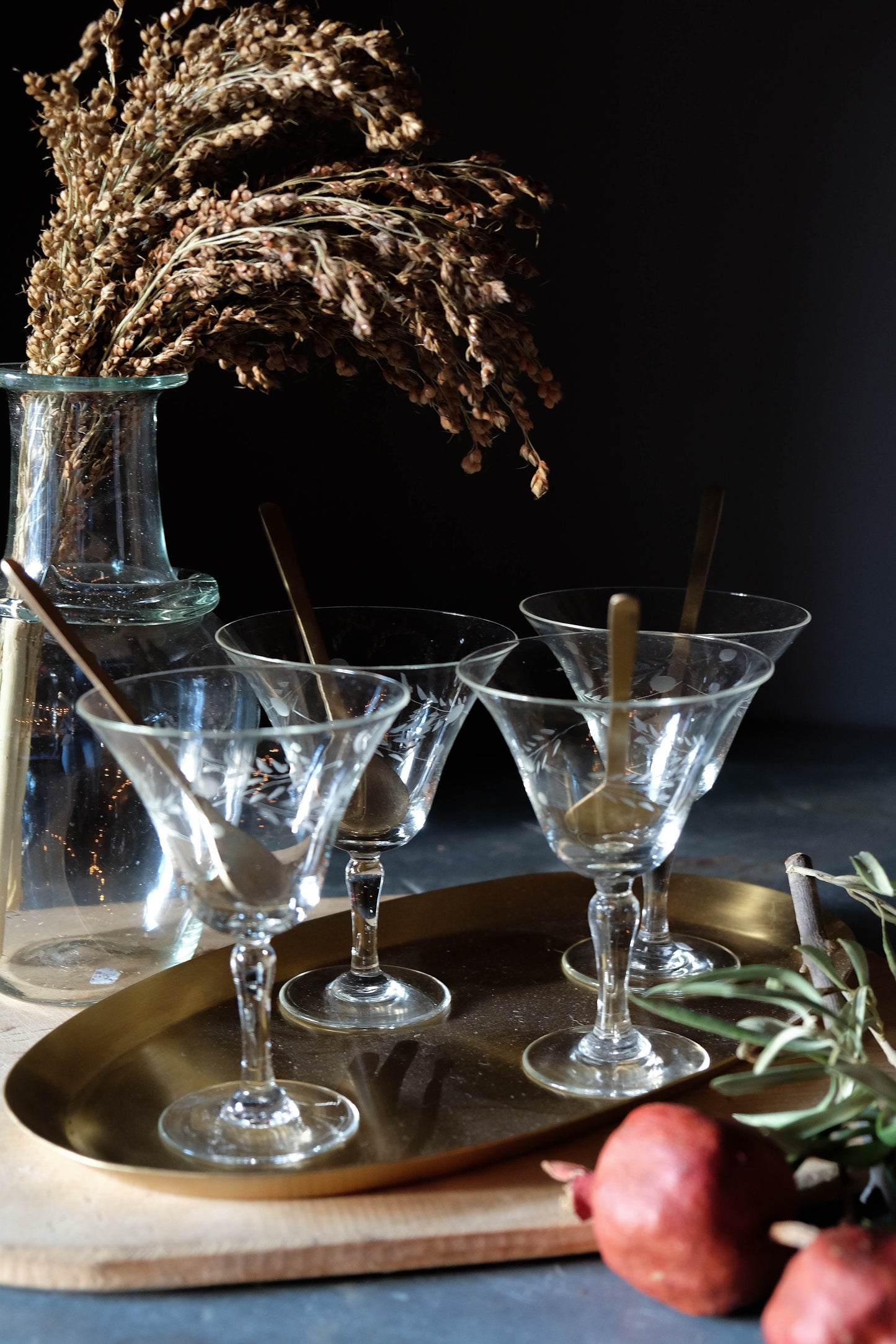 Vintage Etched Leaf Glassware