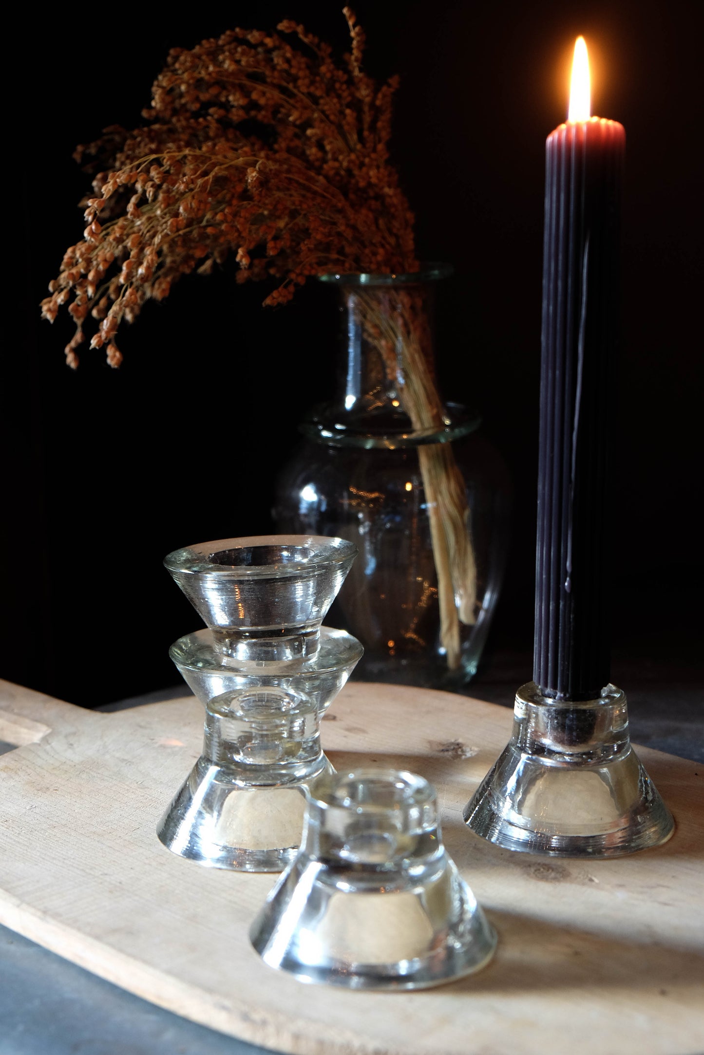 Vintage Pressed Glass Candle Holders