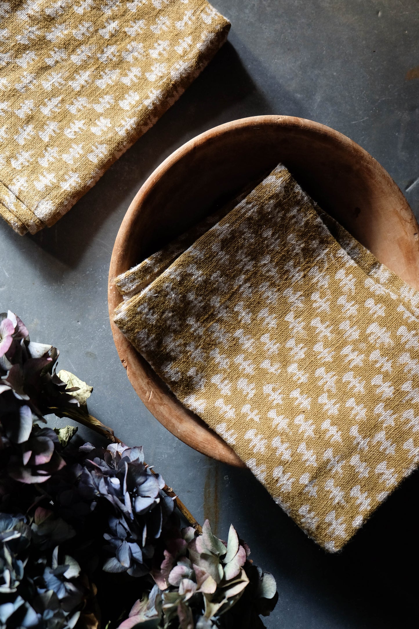 Linen Block Print Tea Towel